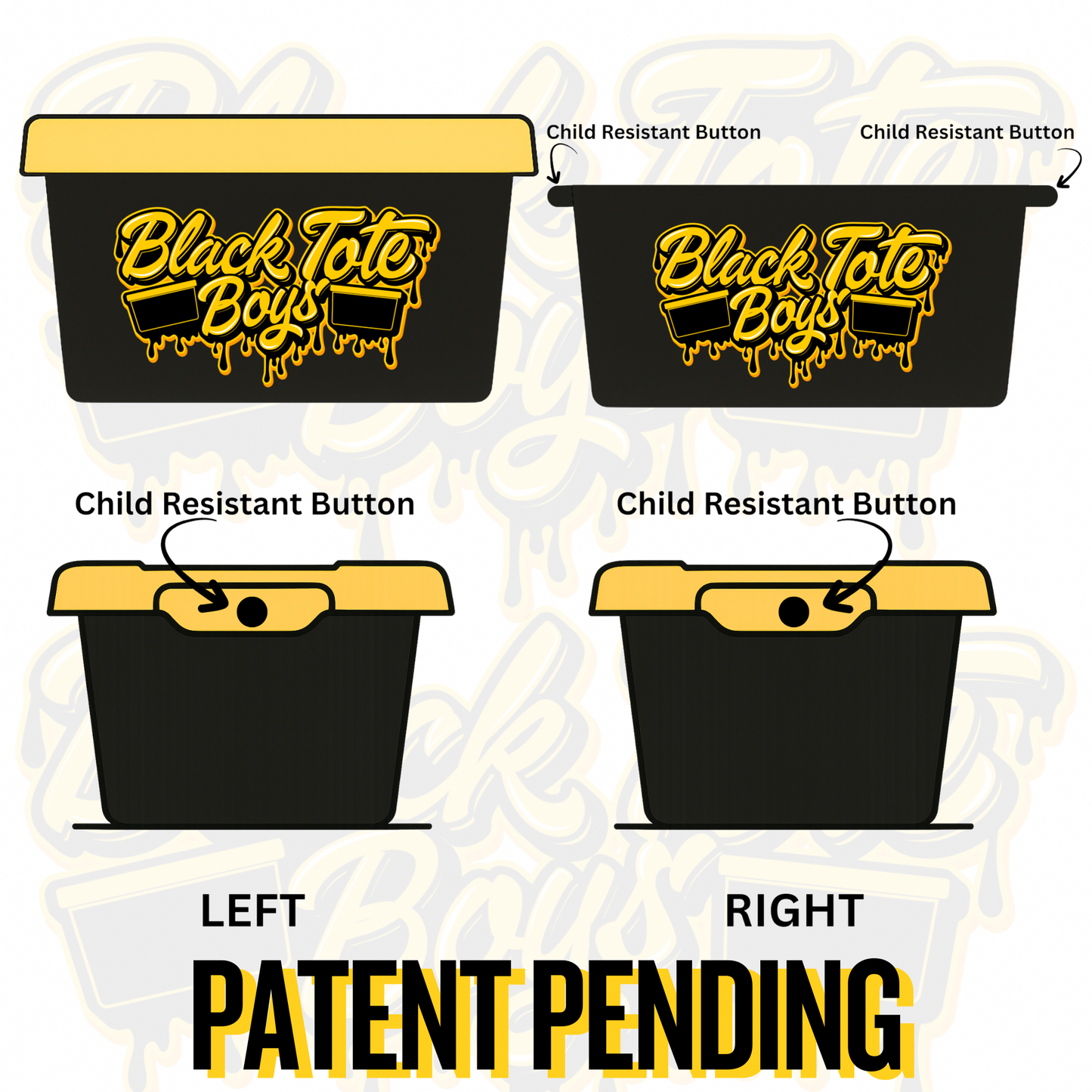 Black Tote Boys childproof mini tote patent pending child resistant design