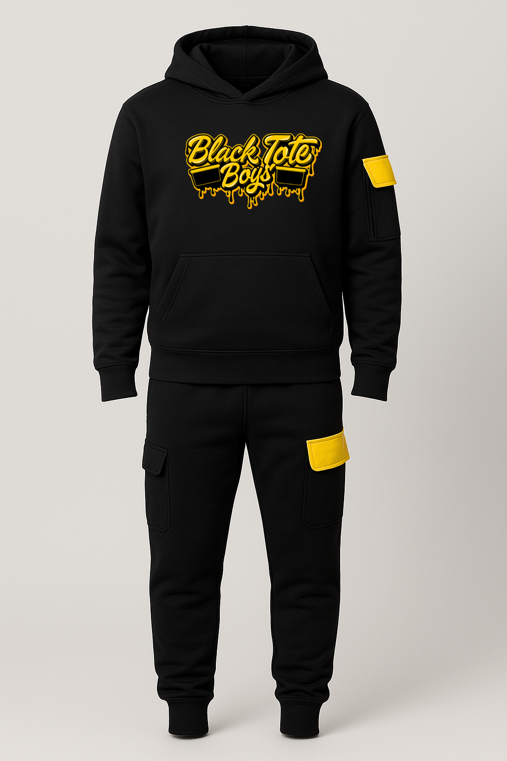 Black Tote Boys premium sweatsuit hoodie and joggers from Founders Bundle
